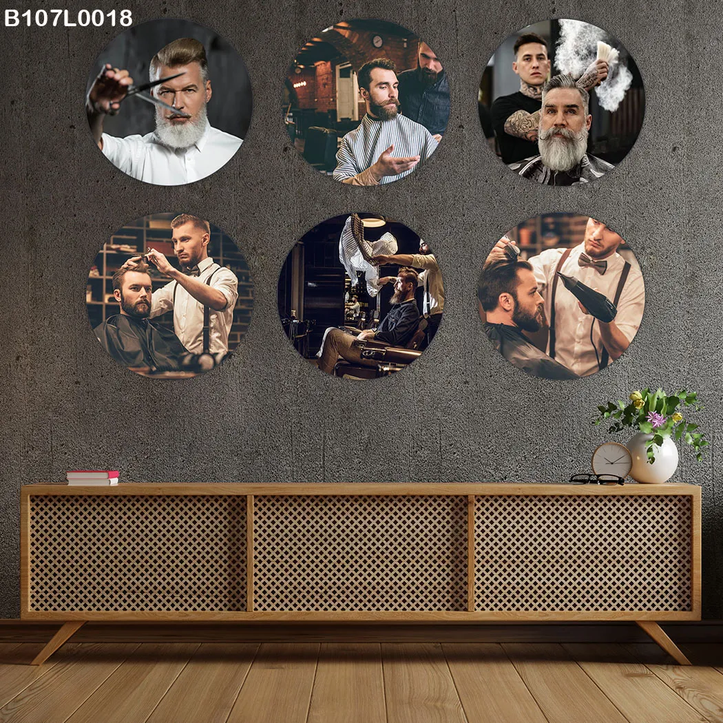 Set of Six Circular Printed Paintings