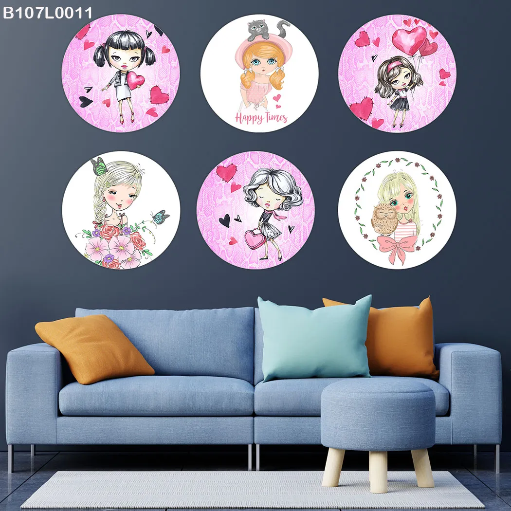 Set of Six Circular Printed Paintings