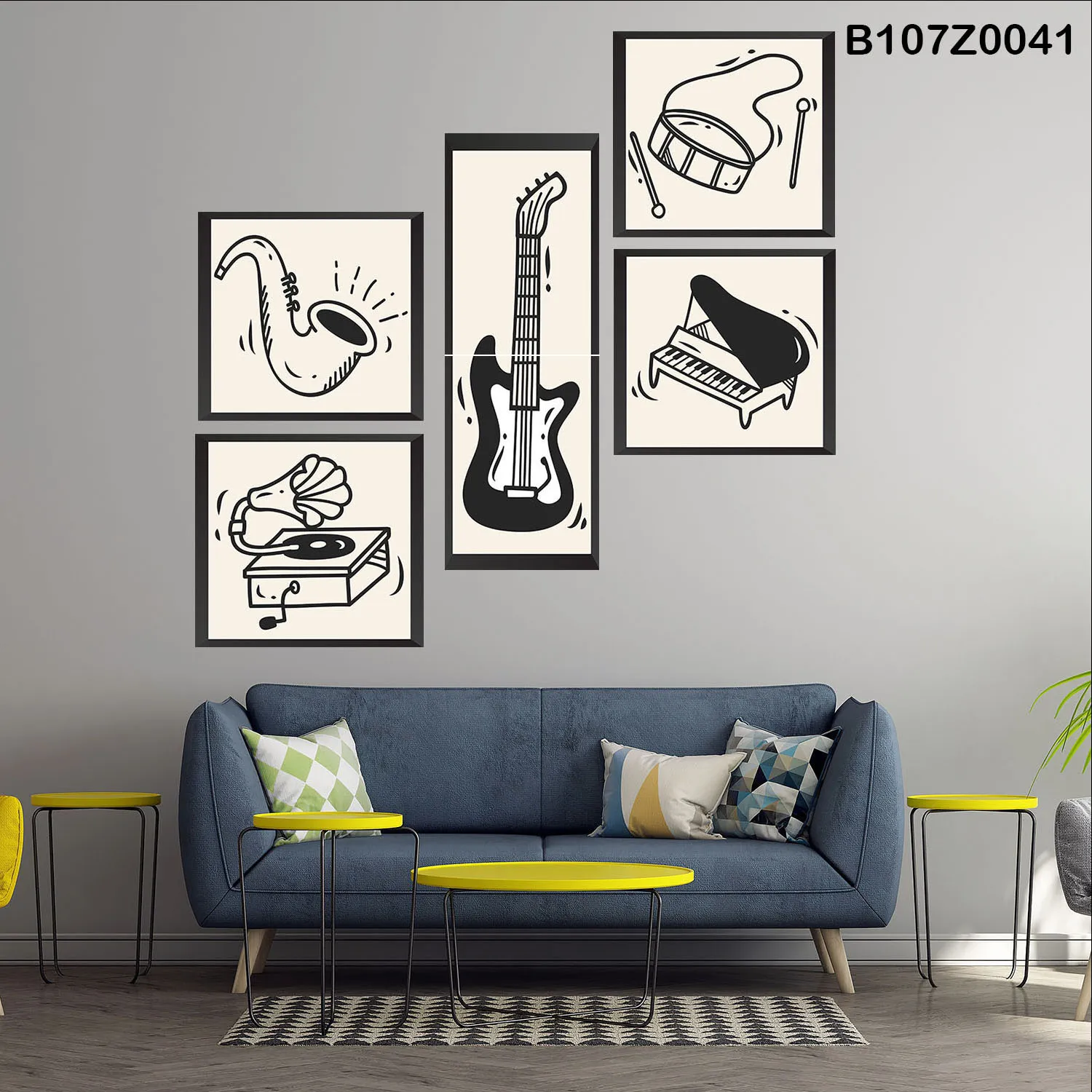 Six Piece Painting , 4 Squares with 2 Rectangles