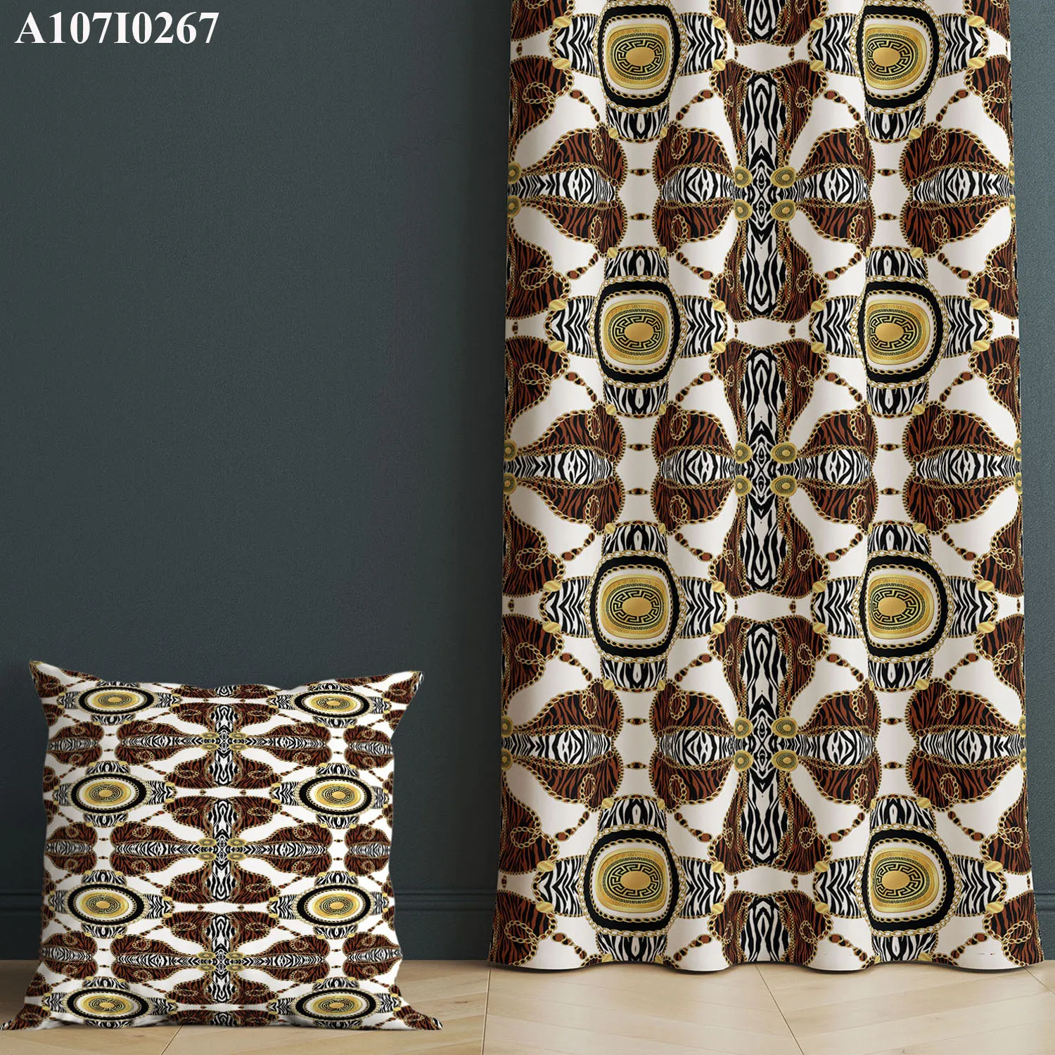 One Side Curtain with Pillow Cover Set, Single Curtain with Cushion Case