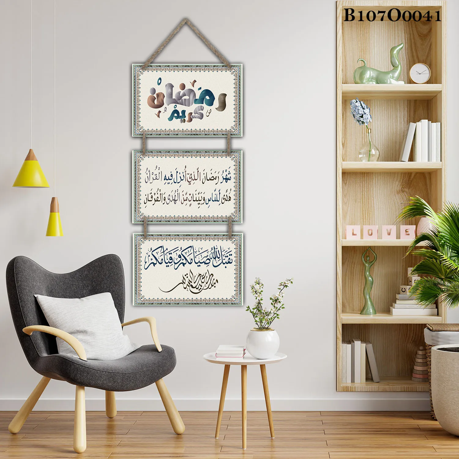 Modern Triptych , Hanging Paintings, Rope Hanging