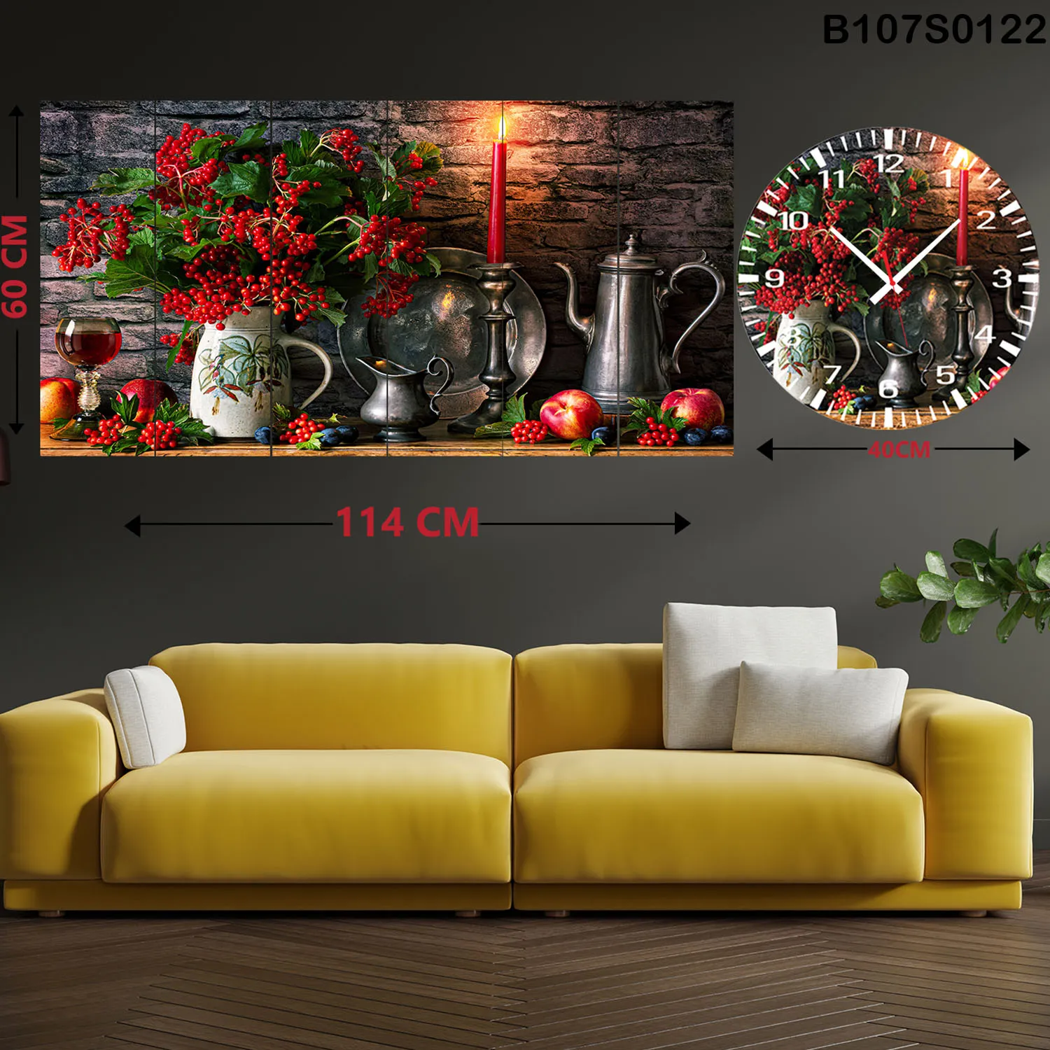 Six Piece Painting with Clock