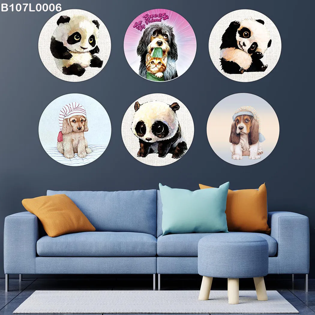 Set of Six Circular Printed Paintings