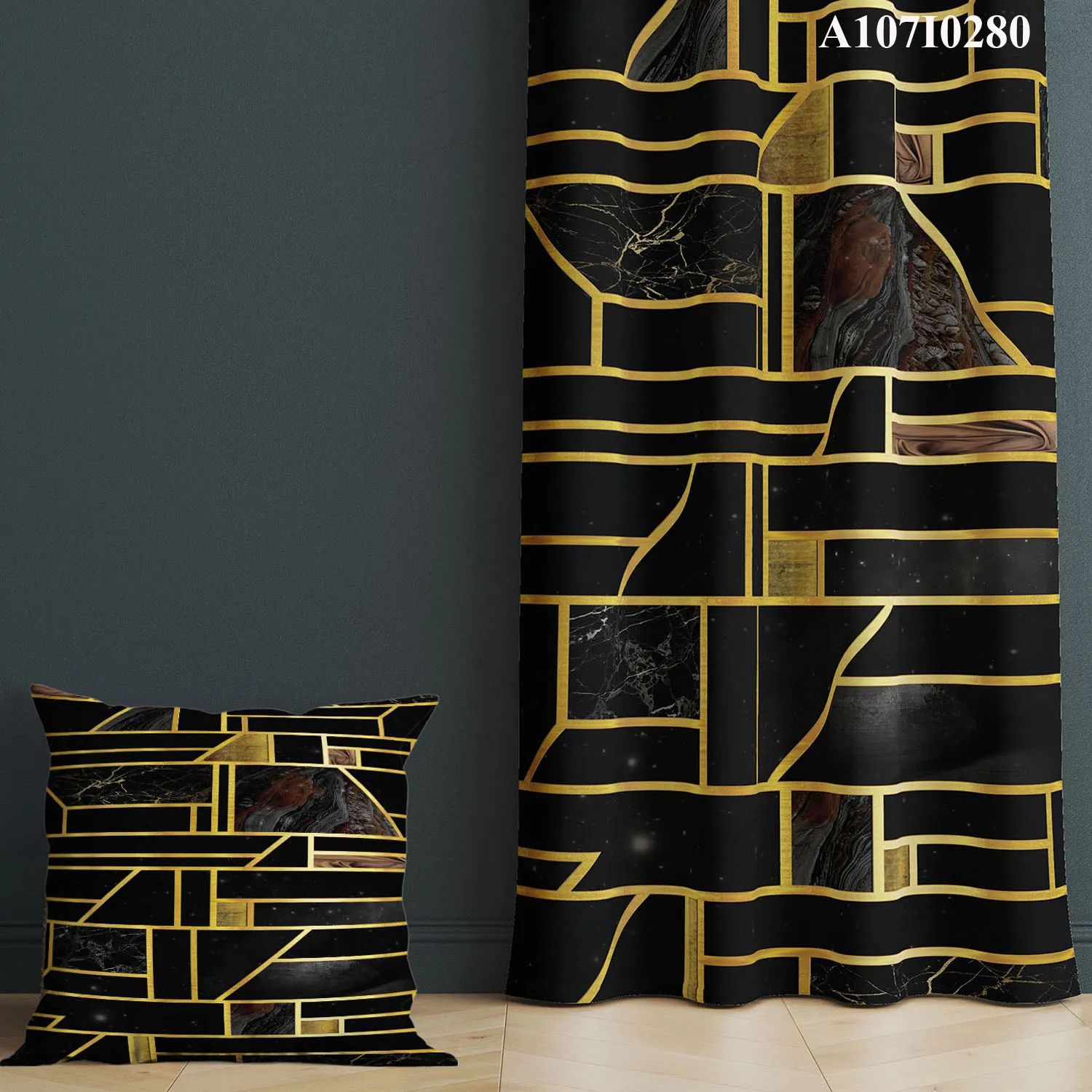 One Side Curtain with Pillow Cover Set, Single Curtain with Cushion Case