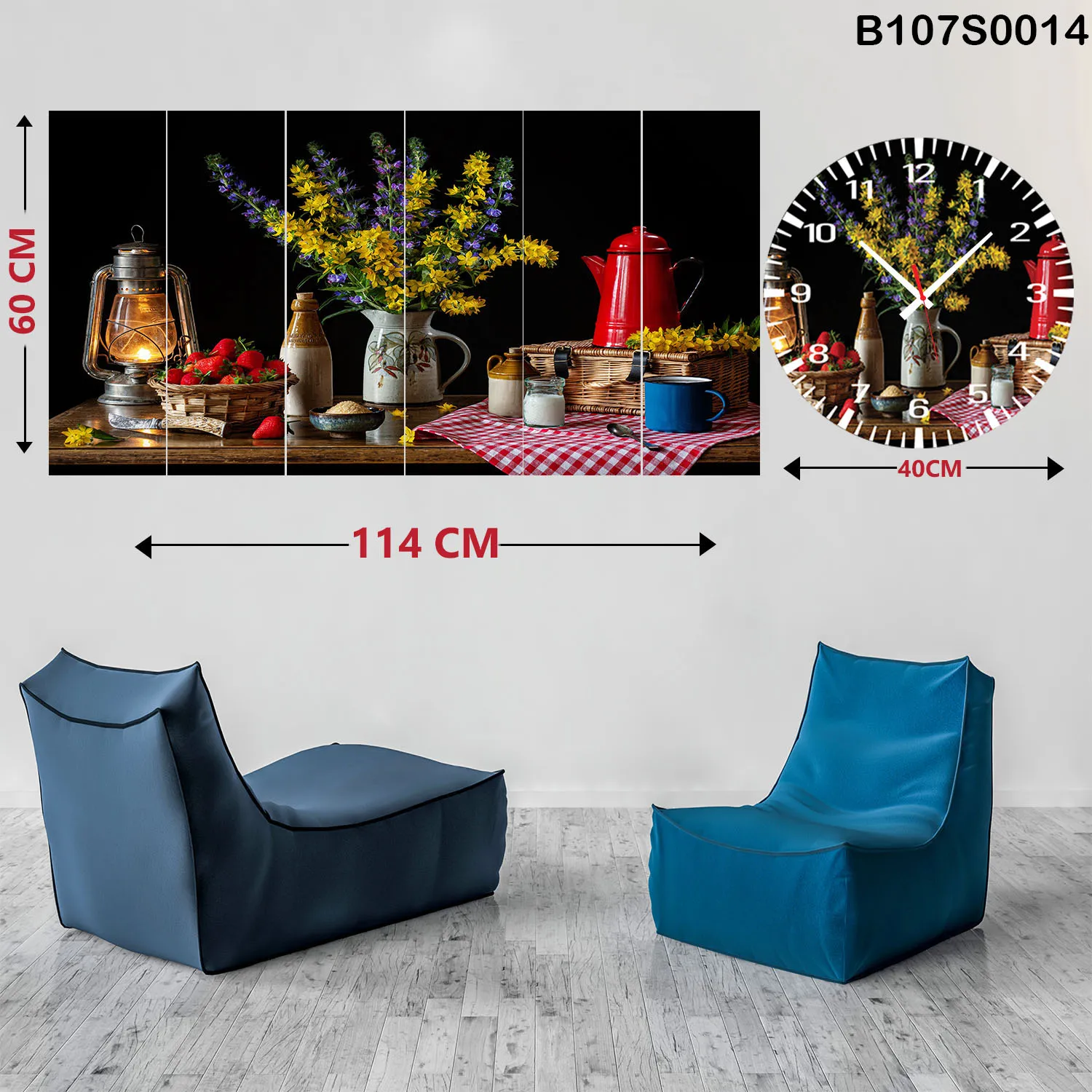 Six Piece Painting with Clock