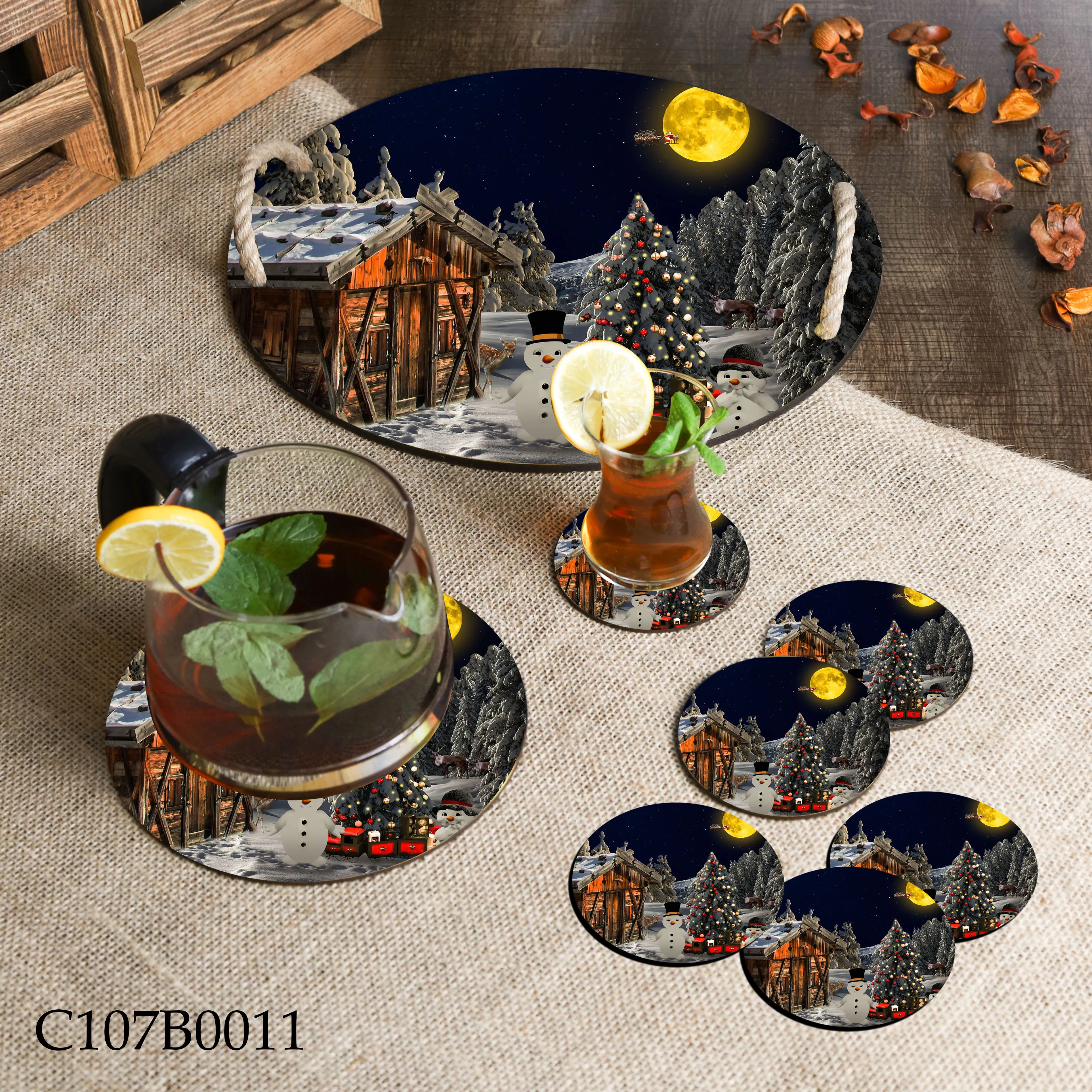 Circular Tray set , Seven Plates