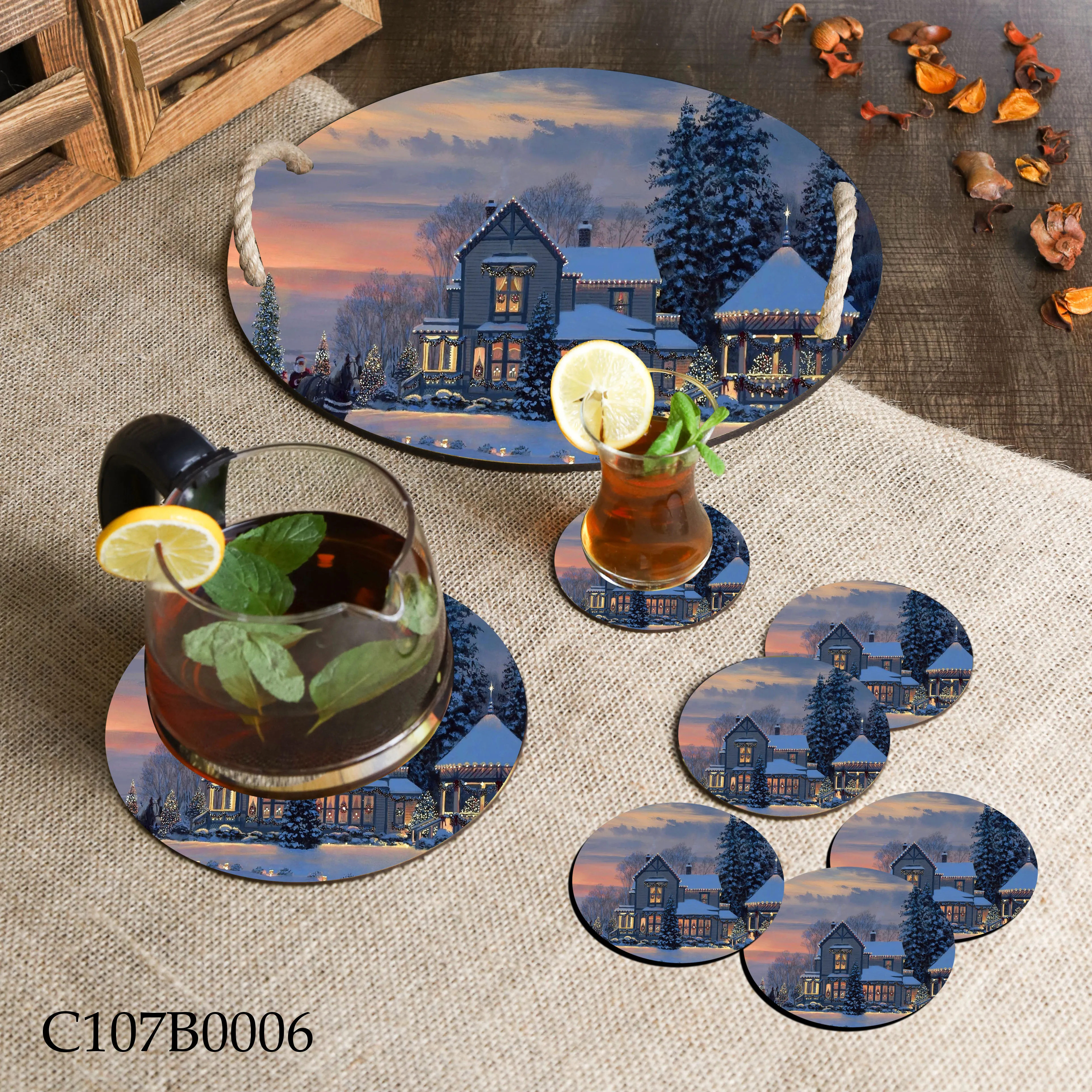 Circular Tray set , Seven Plates