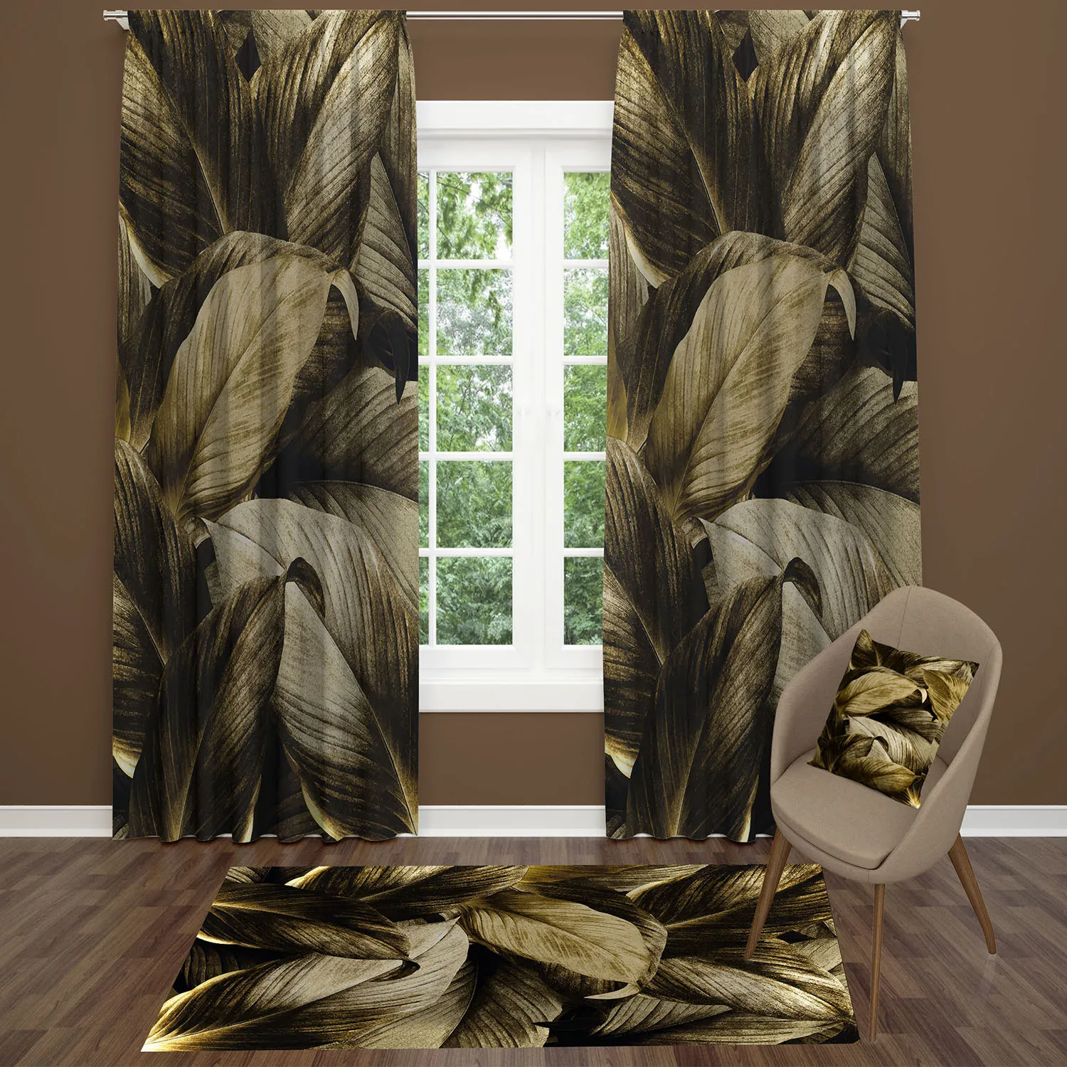 Curtain with Carpet and Pillow Cover Set