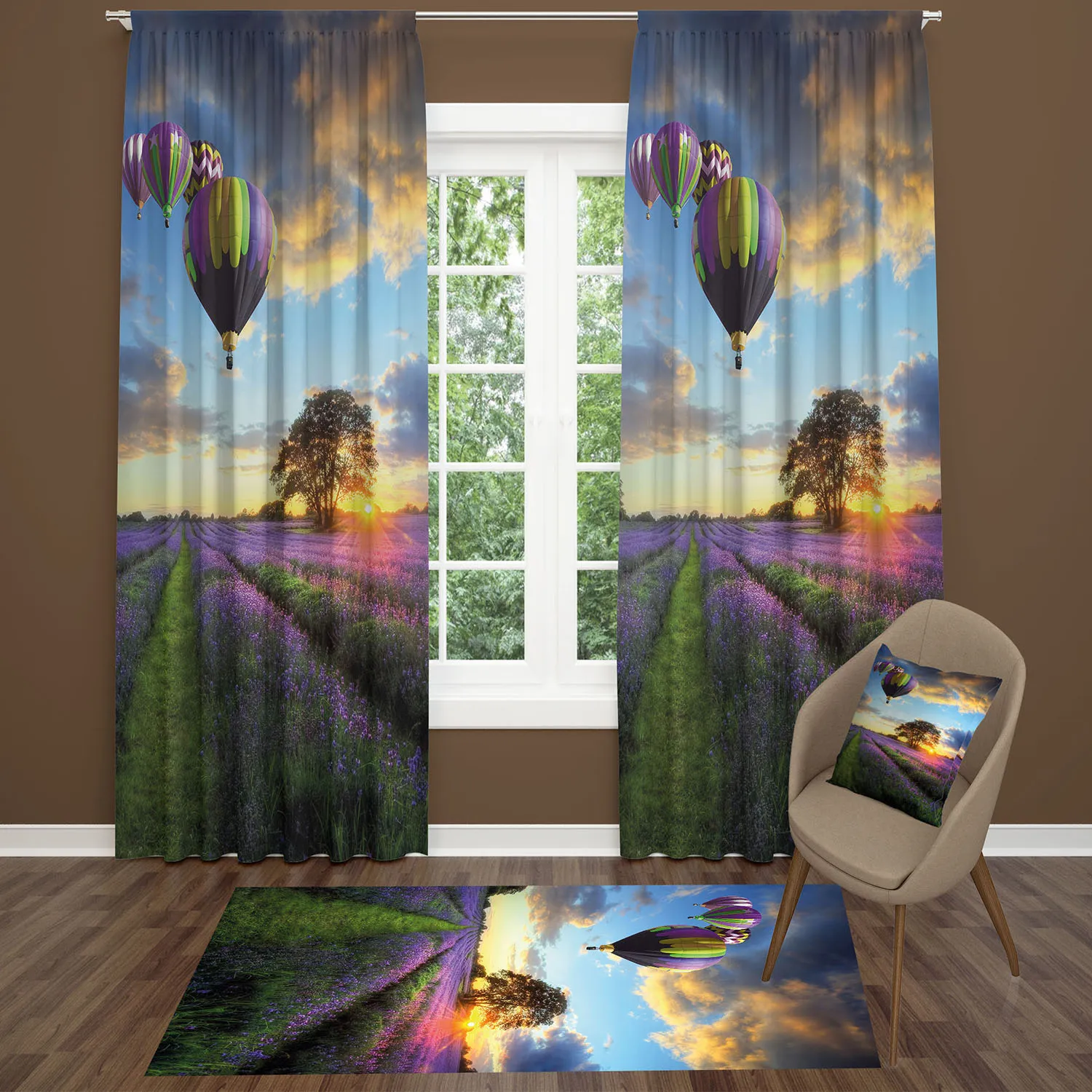 Curtain with Carpet and Pillow Cover Set