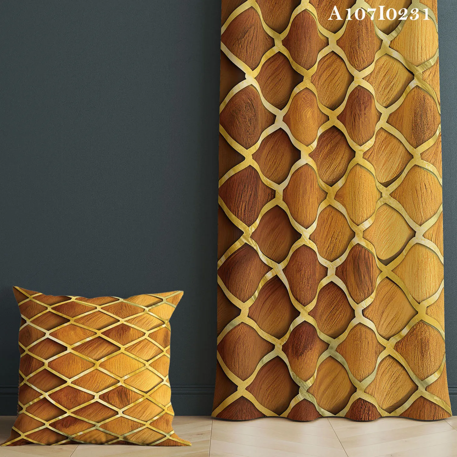 One Side Curtain with Pillow Cover Set, Single Curtain with Cushion Case